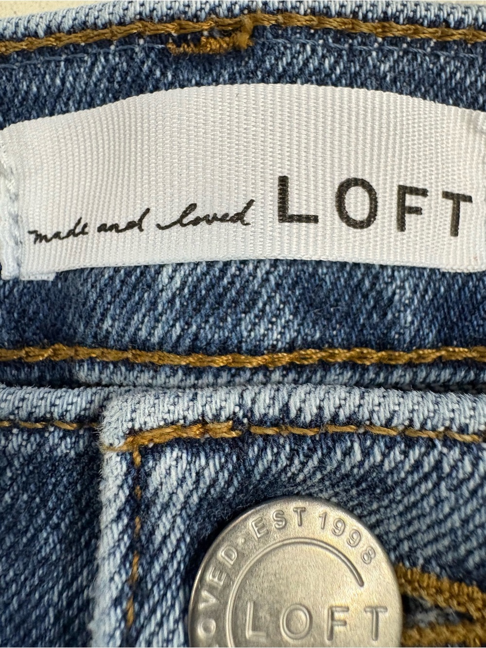 LOFT Women's High Rise Skinny Jeans in Dark Blue with Distressed Details SIZE 10 - Picture 4 of 9